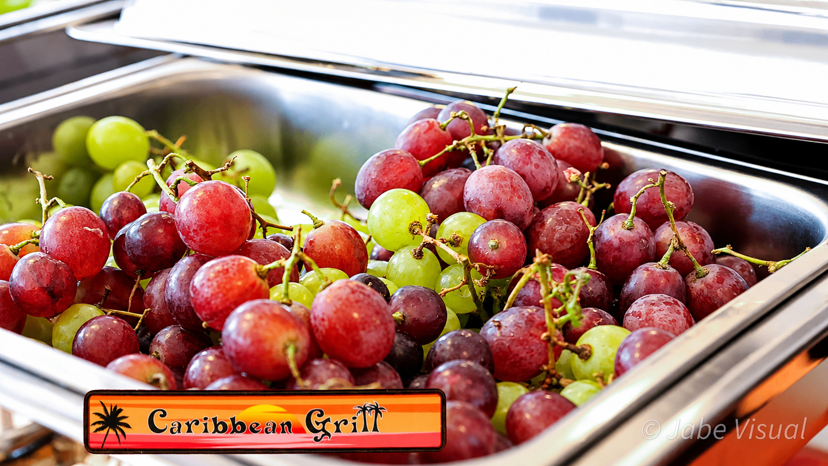 Red and green grapes on the brunch buffet